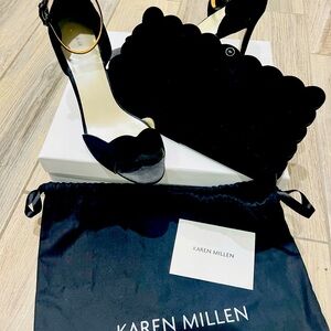 KAREN MILLIN CLUTCH AND OPEN TOE HEELS SET SIZE 39 WOMENS 9